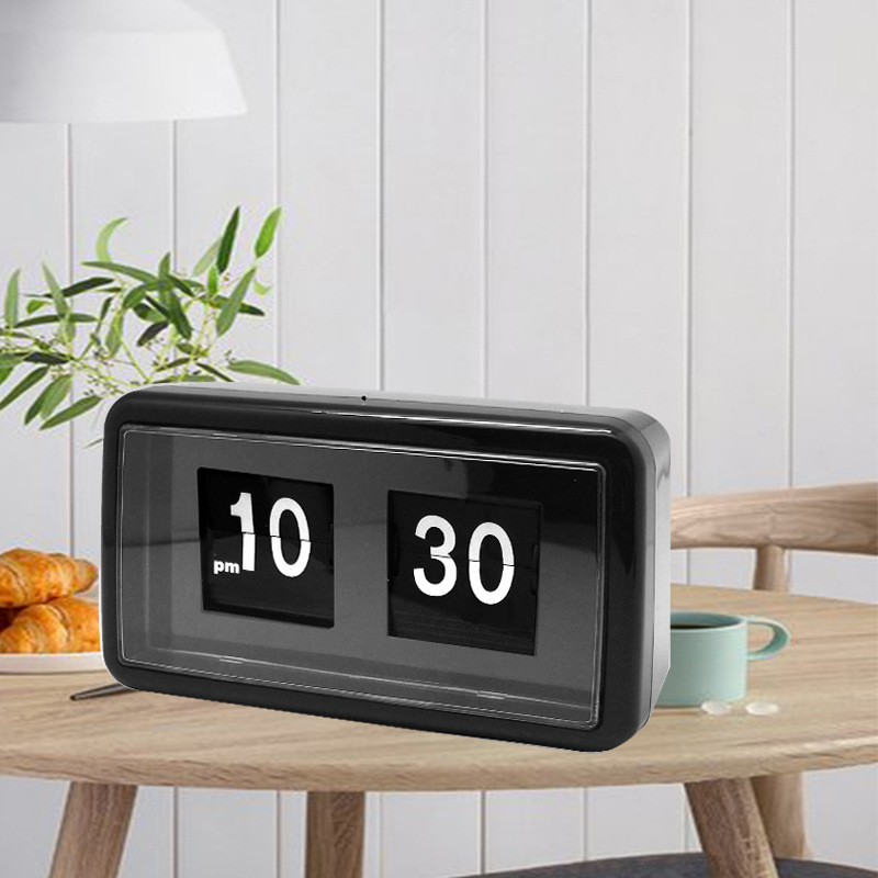Flip Automatic Calendar Clock Living Room Desk Clock Transparent Box Gift Flip Clock