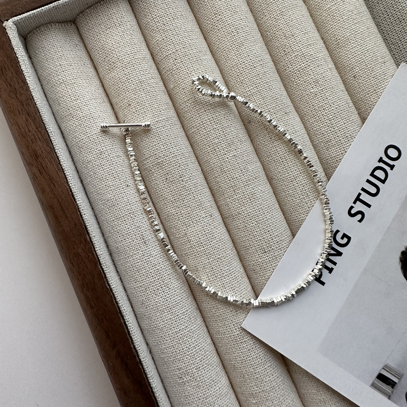 S925 sterling silver OT crushed silver bracelet INS style simple jewelry