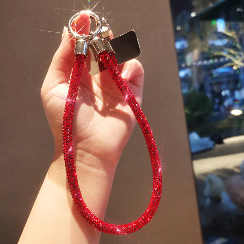 Full rhinestone phone lanyard women with rhinestone phone chain short long hand neck lanyard universal shoulder back pendant shiny rhinestone