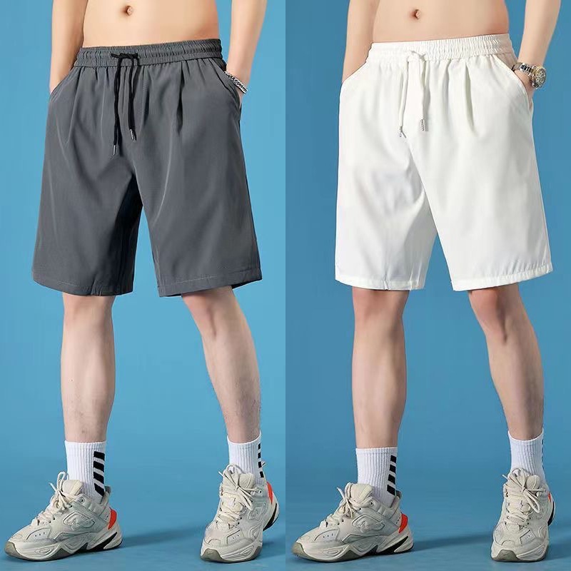 Summer Ice Silk Casual Shorts Men's New Loose Fashion Quick-drying American Basketball Sports Pants Men's Beach Pants