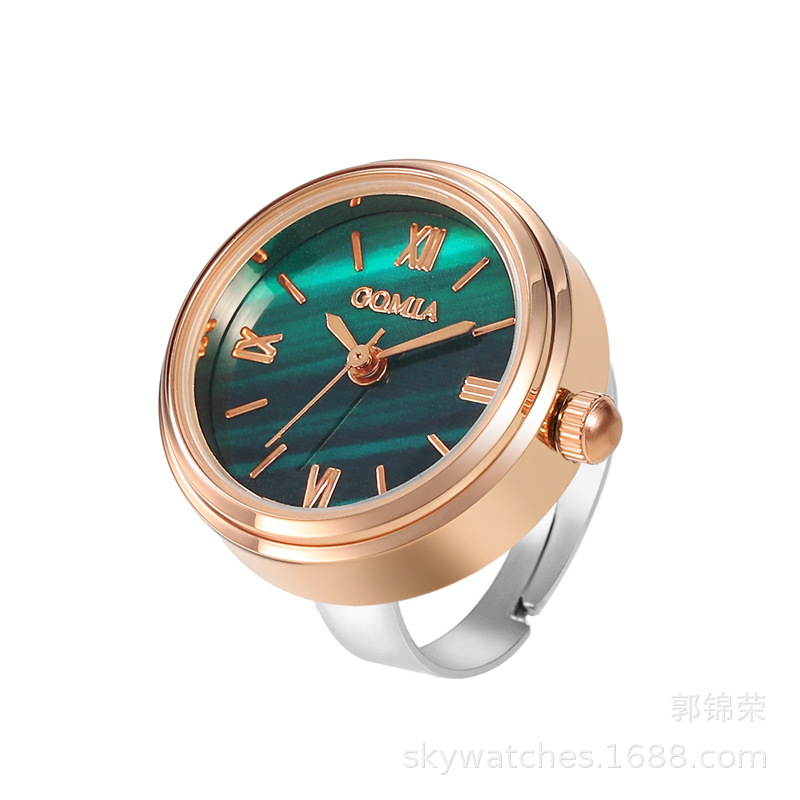 2022 New Waterproof Small Green Watch Finger Watch Adjustable Ring Watch