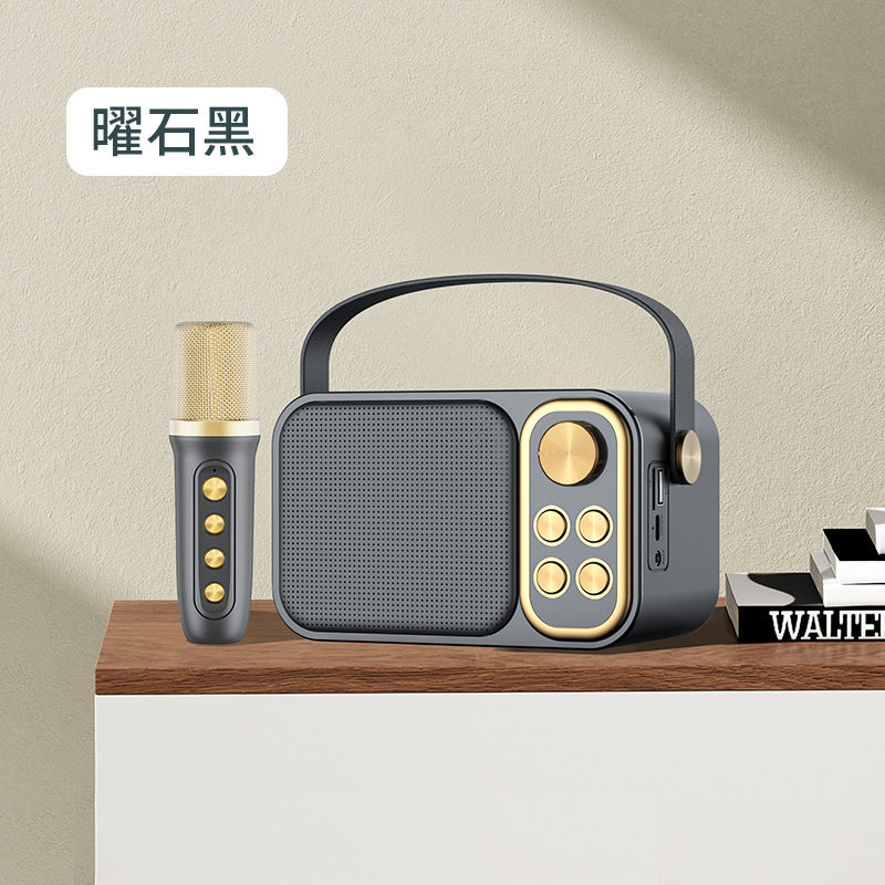 YS103 Mini Microphone Card Speaker Portable Wireless Laptop Karaoke Set Music MINI Speaker