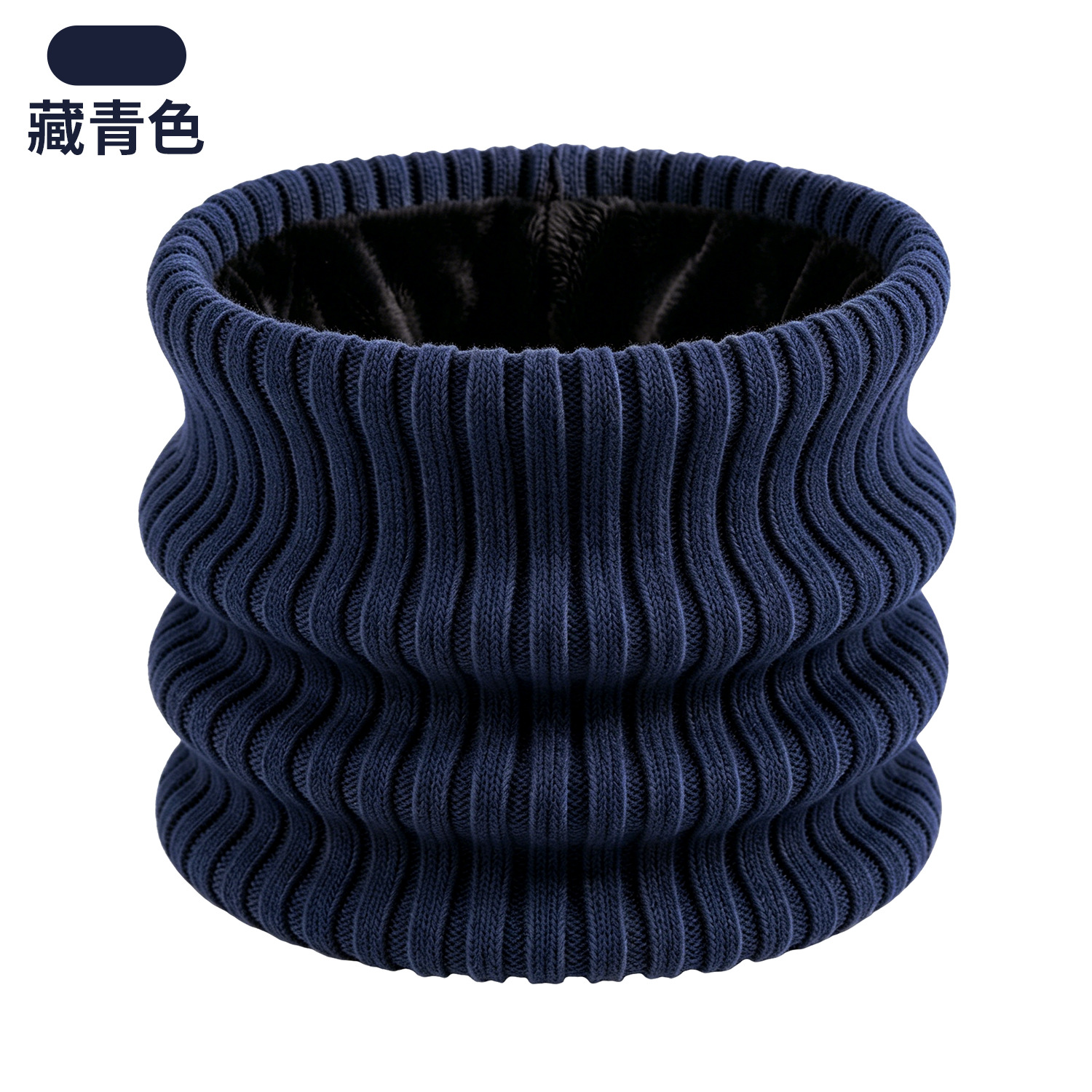 Winter Adult Neck Gaiter Double-Layer Fleece-Lined Thick Warm Unisex High-Neck Wool Knit Scarf Windproof