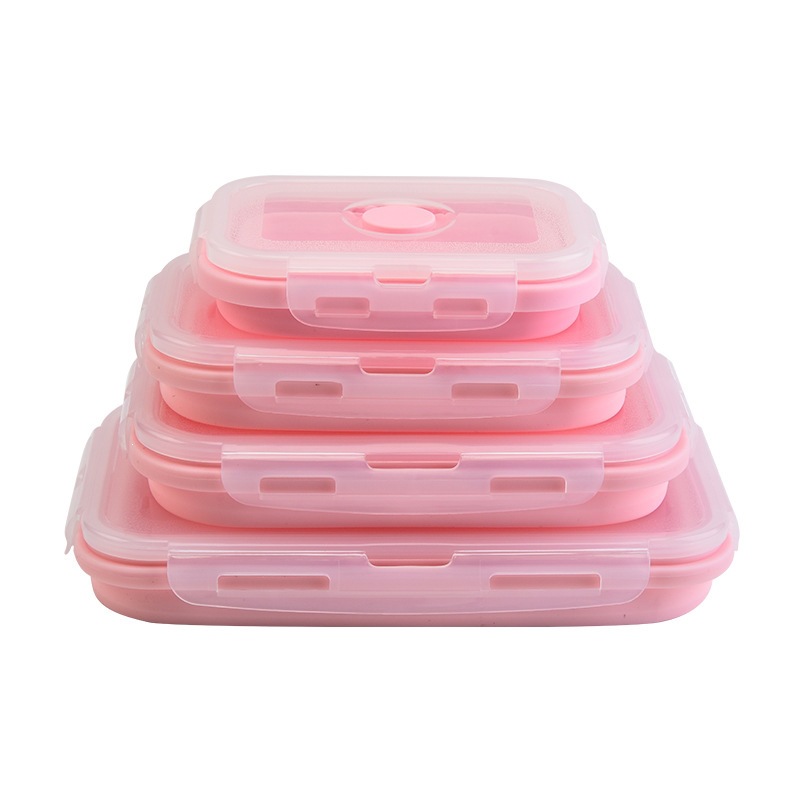 粉色硅胶饭盒四件套（pp袋子装）