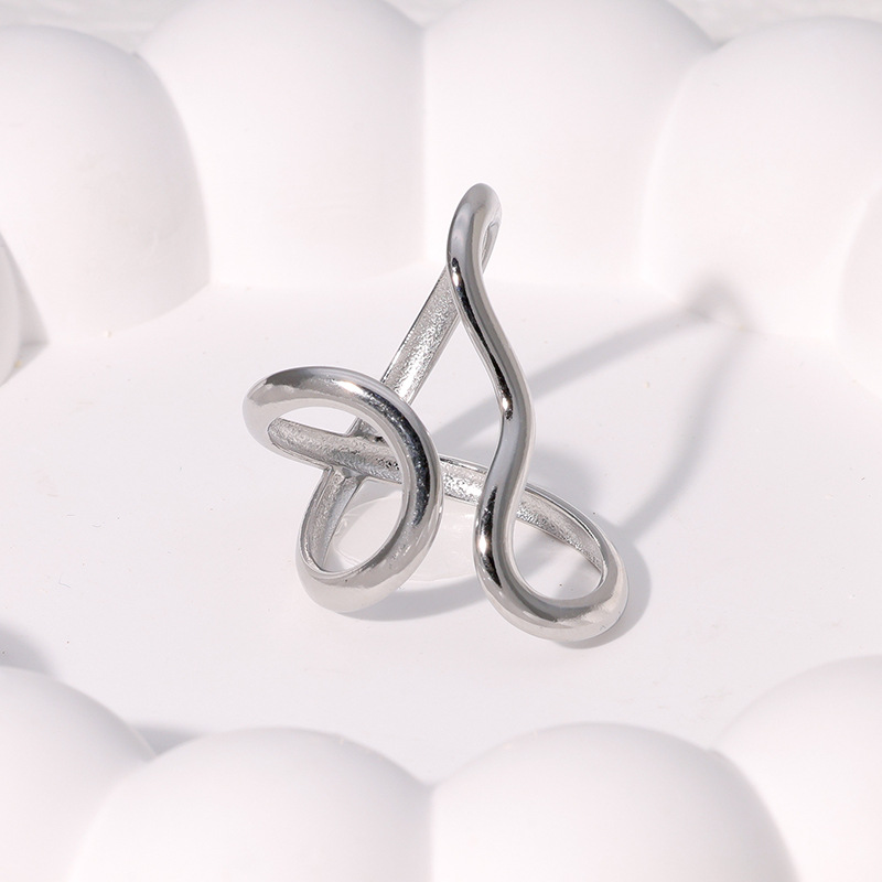 Smooth irregular line index finger ring exaggerated simple stainless steel open ring