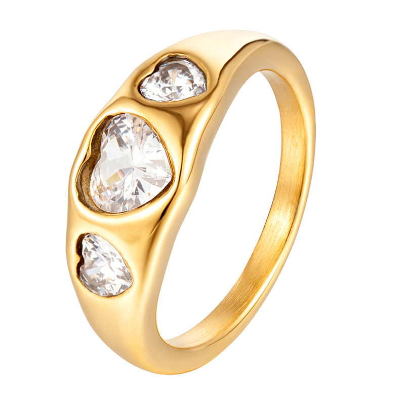 Love Zirconia Ring for Women, Niche Ring, Titanium Steel Electroplated 18K Gold Jewelry