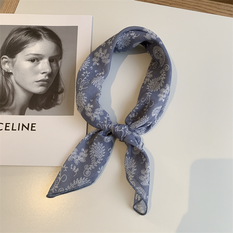 58cm cotton-linen small square scarf, fresh and breathable women's soft decorative small scarf, spring and summer scarf for women
