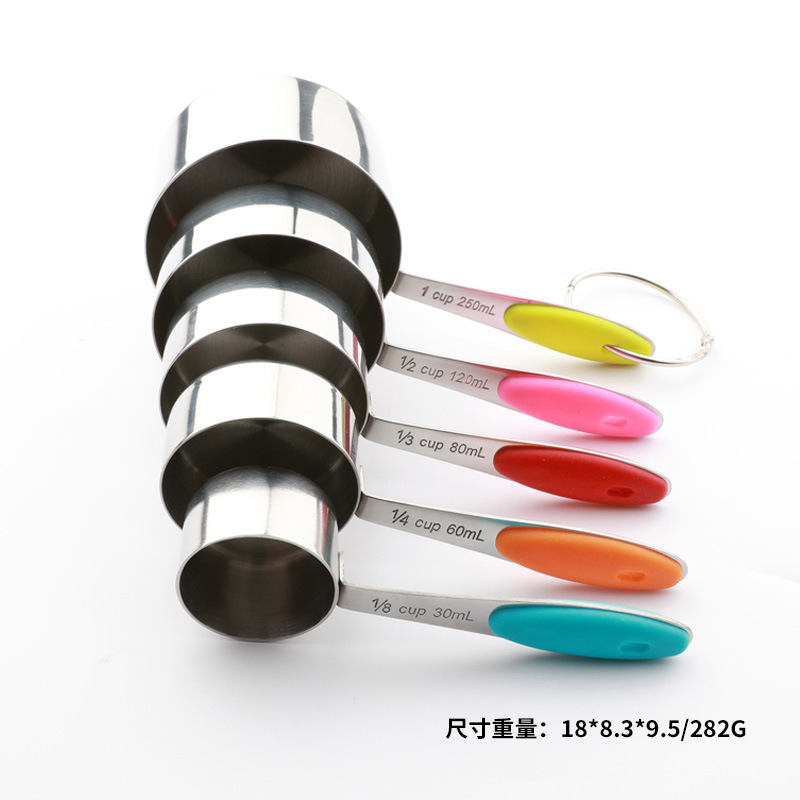 Silicone Handle Stainless Steel 10-piece Measuring Cup and Spoon Set Scale Measuring Cup Baking Measuring Spoon Gram Spoon