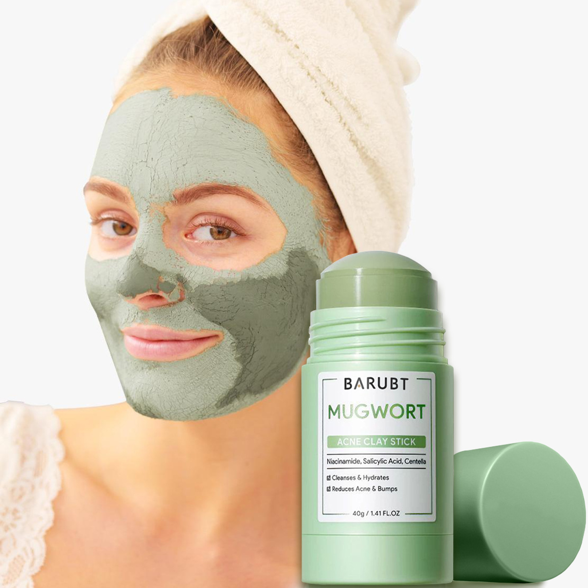 BARUBT Mugwort Mud Mask Stick Deep Cleansing Gentle Blackhead Removal Repair Facial Mask