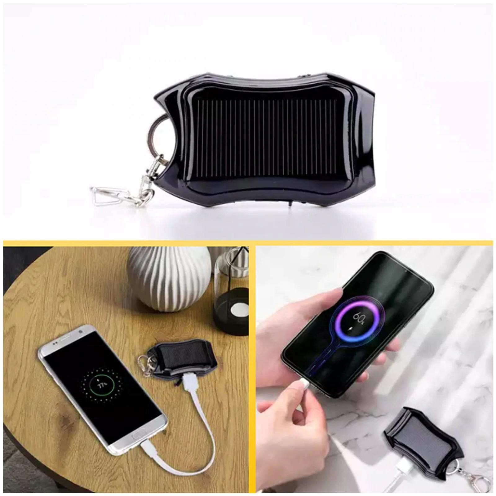 Solar charging bank mini keychain solar mobile power bank 1200MAH emergency charger