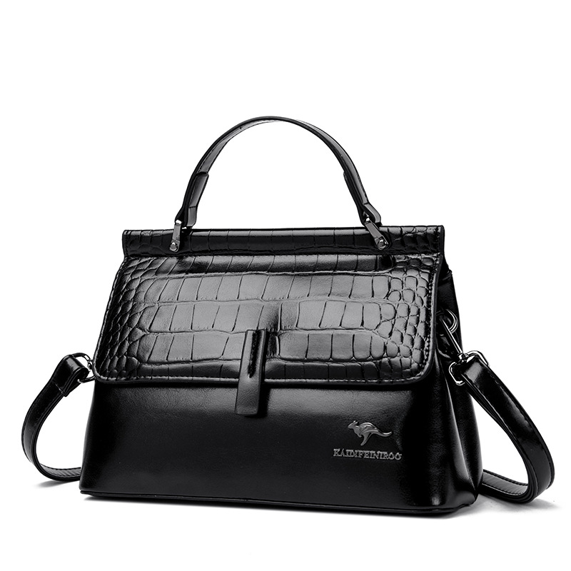 2025 New Waxed Leather Handbag Women's Shoulder Tote Commuter Handbag Handbags Department Store Counter