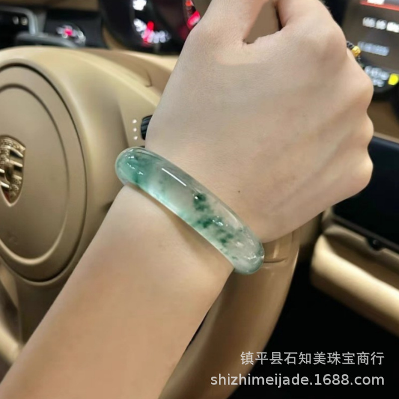 Ice Seed Splash Pattern Bracelet Jadeite Color Quartzite Jade Bracelet Imitation Single Dragon Jade Live Broadcast