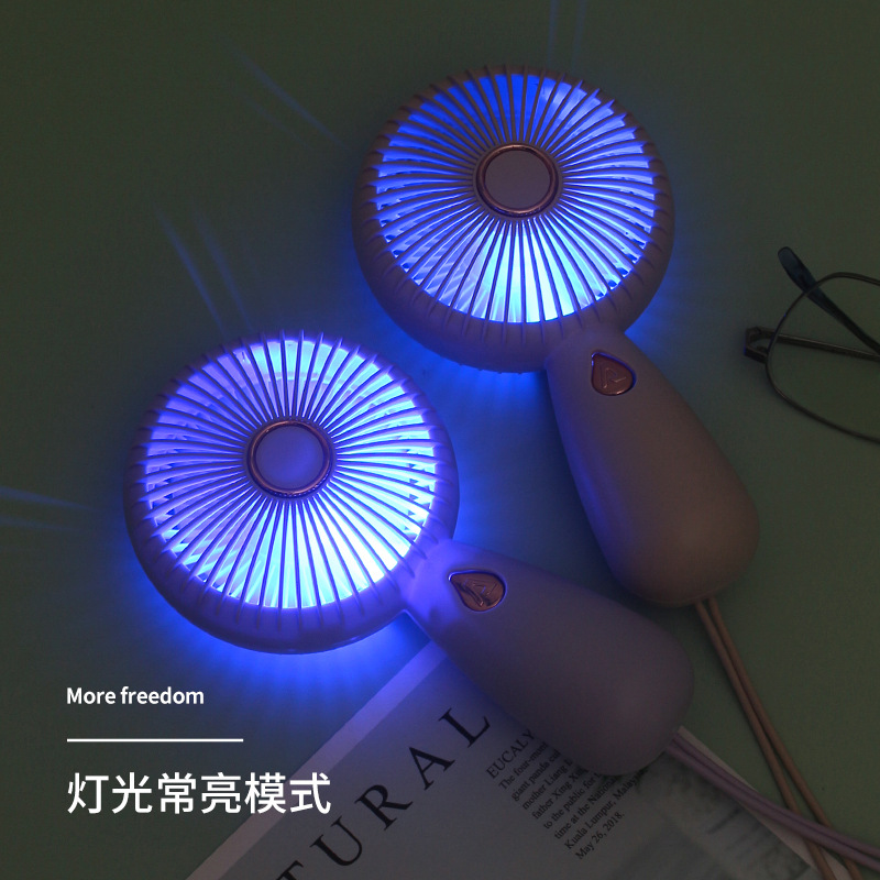Simple Handheld Small Fan with LED Portable Small Fan USB Rechargeable Electric Fan