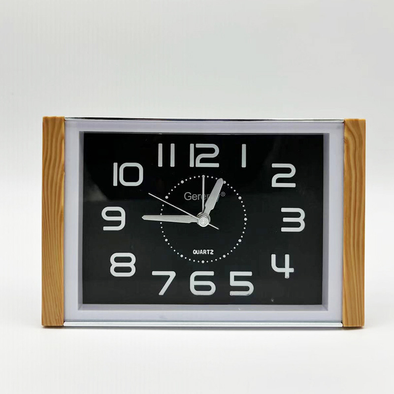 Factory Price Simple Square Large Alarm Clock Silent 3D Large Digital Scale Fake Wood Grain Frame