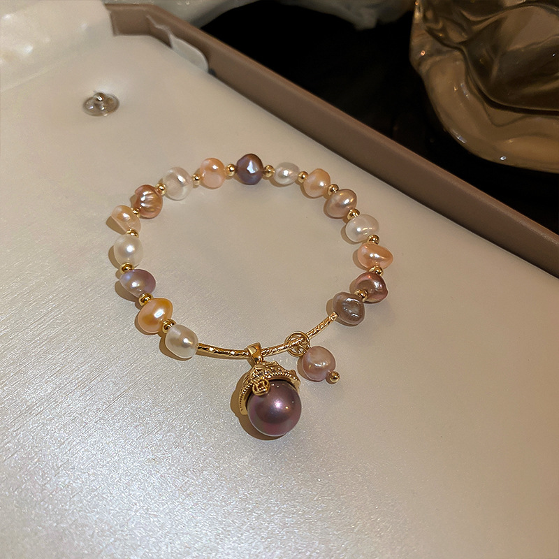 Baroque freshwater pearl zircon bracelet cat head bracelet hand jewelry for women