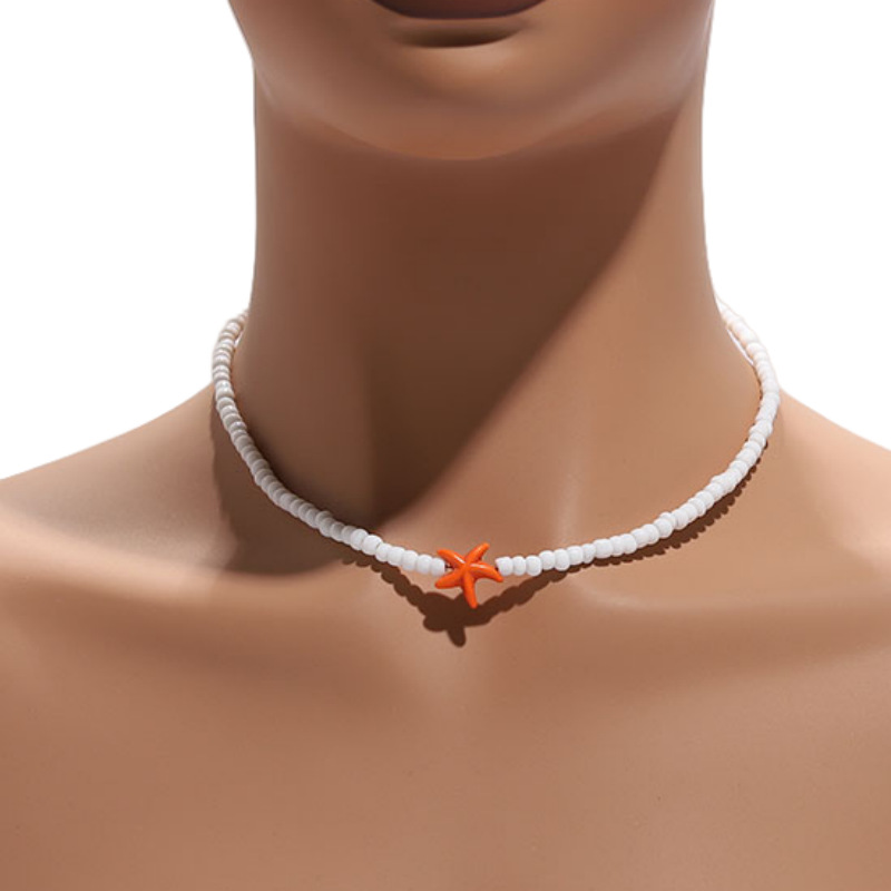 Couple bohemian bead necklace handmade beaded锁骨链 beach starfish accessories wholesale