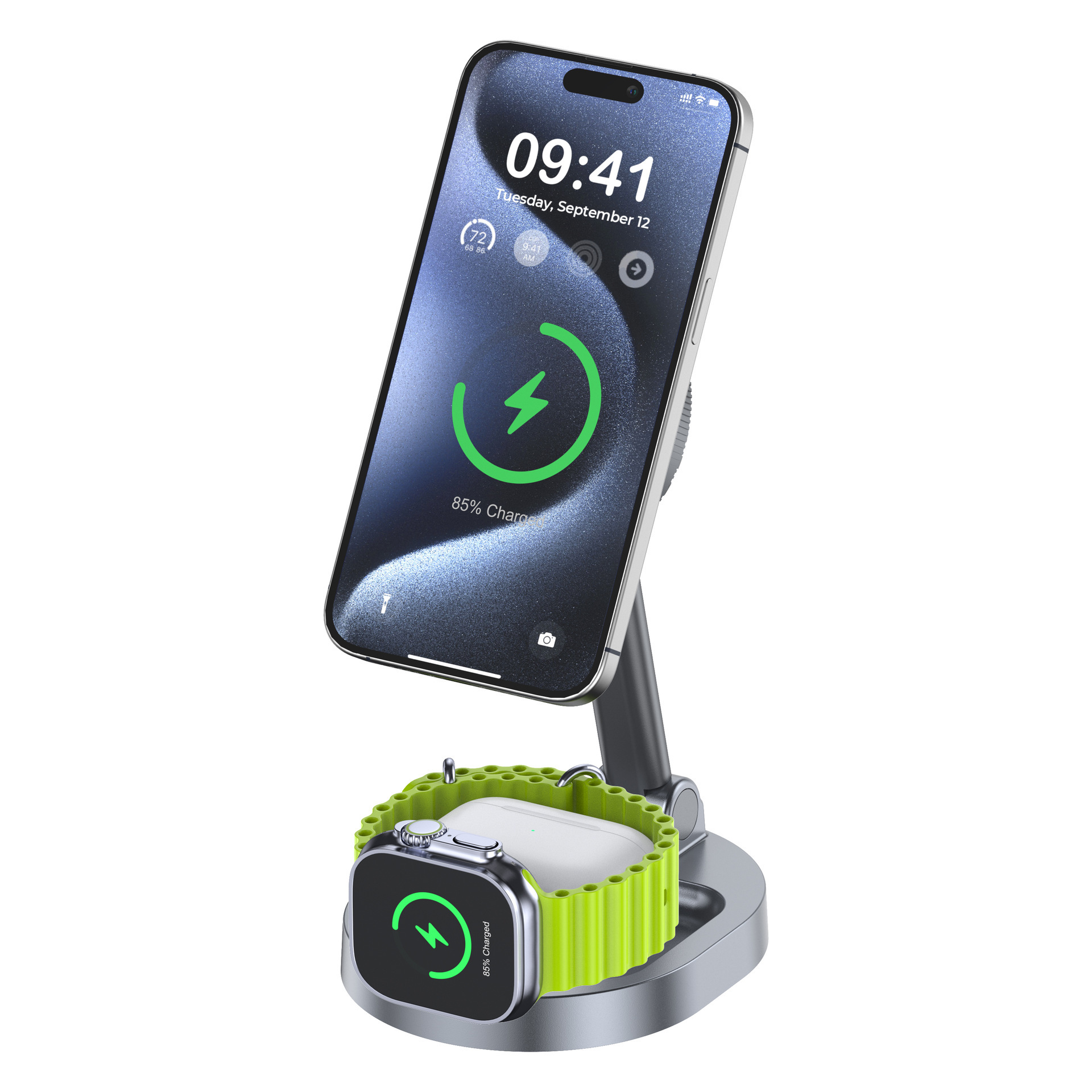 New multi-function semiconductor magnetic three-in-one wireless charger for phone cooling charging base