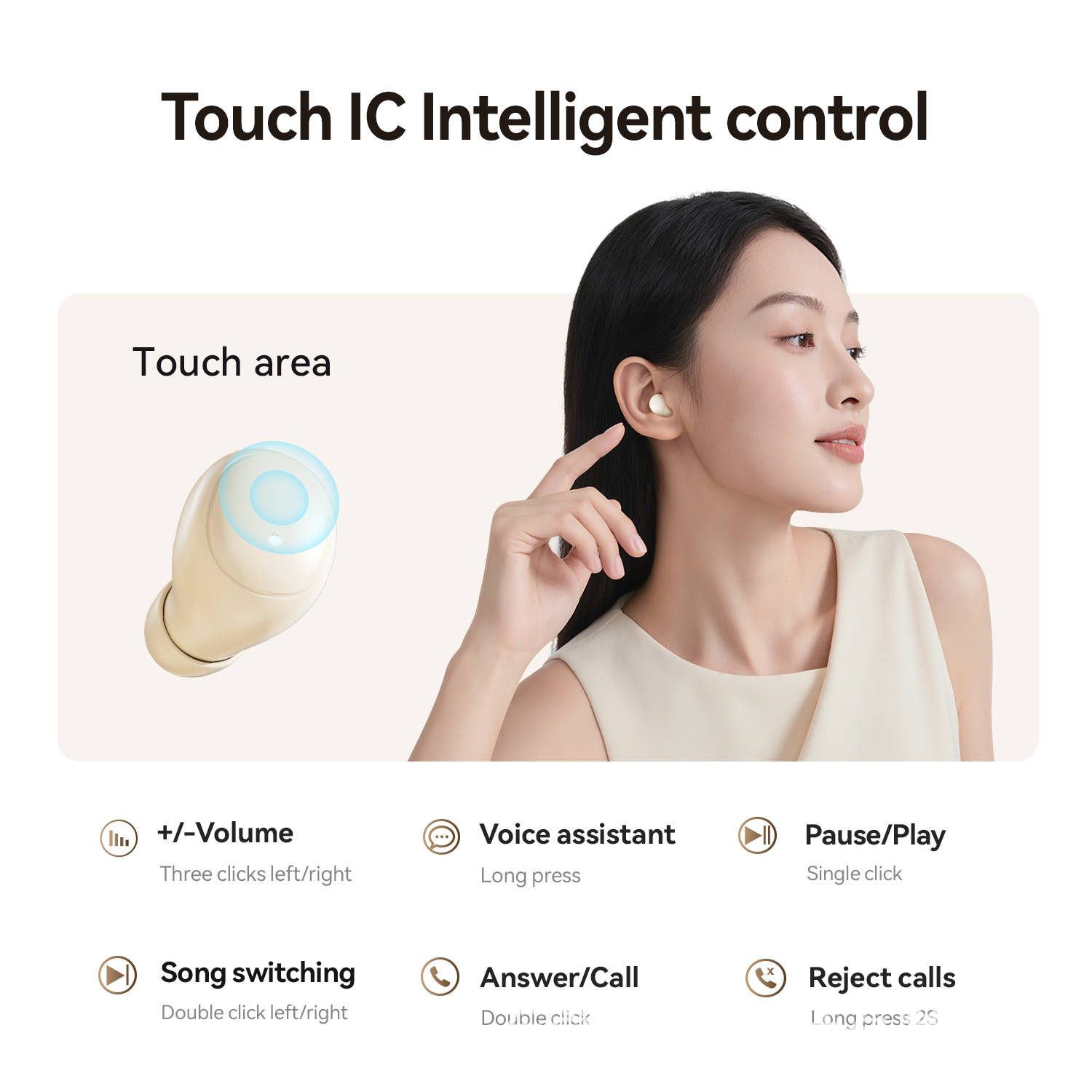 New sleep earphones long-wear no pain Bluetooth earphones M125 thin light mini compact noise-canceling digital display