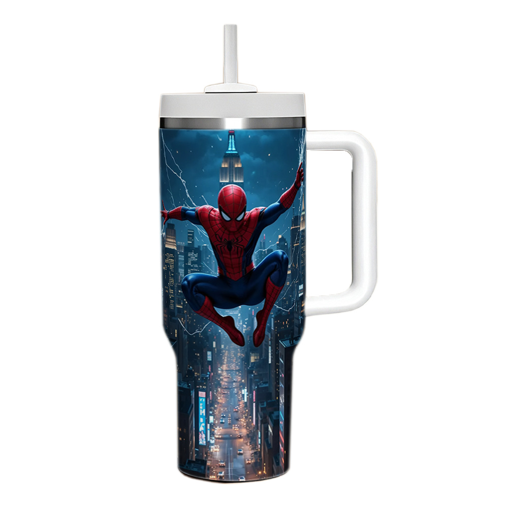 Spider-Man 40OZ stainless steel thermal cup car cup with handle car ice霸 cup