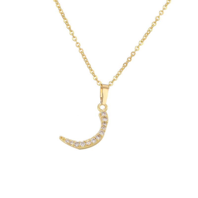 HECHENG Jewelry Copper Inlaid Zircon Arabic Letter Pendant Necklace Hip Hop Letter Choker