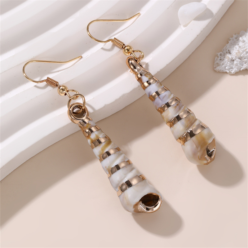 EZ5365 New Shell Conch Earrings Exaggerated Ear Accessories Women's Bohemian Beach Vacation Style Accessory