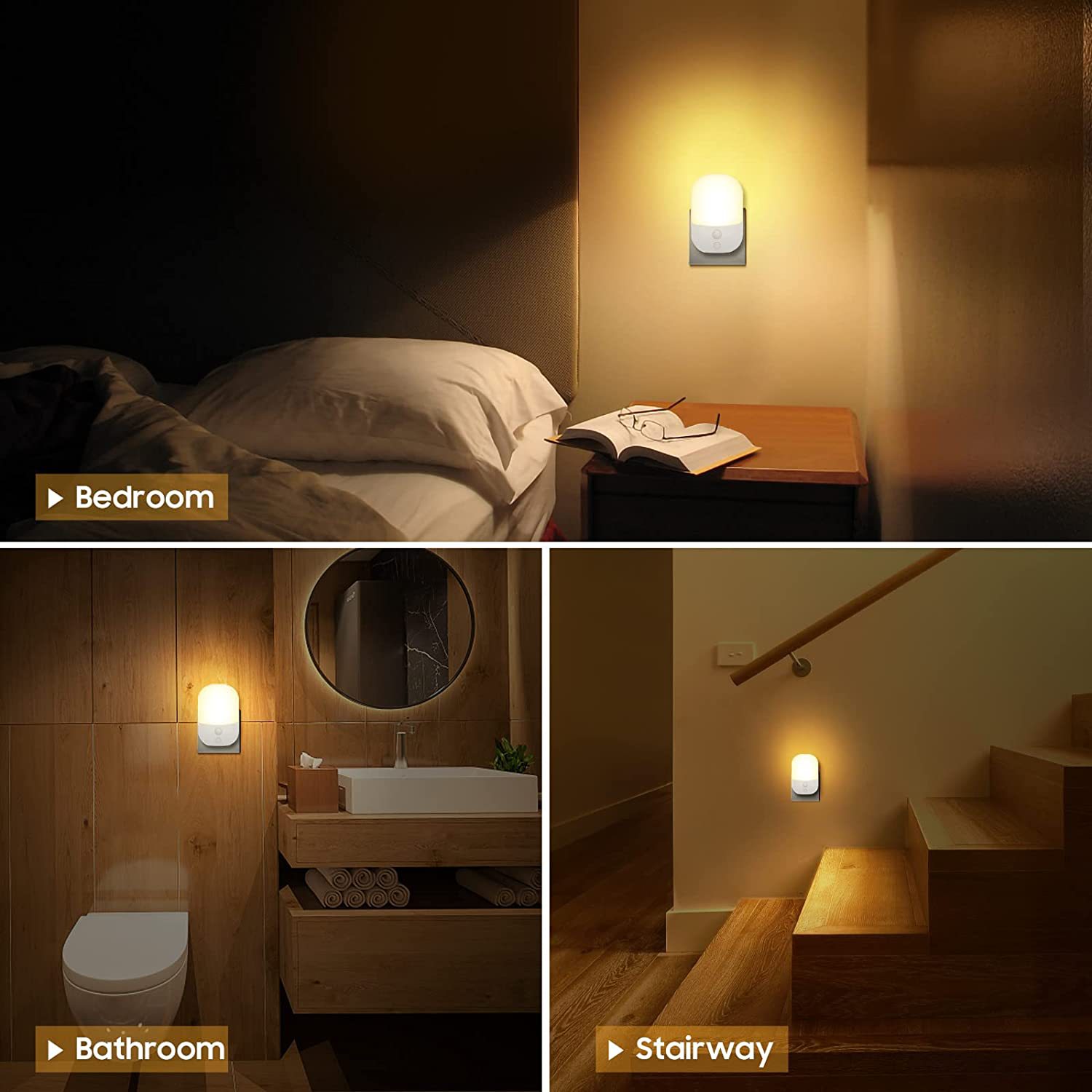 LED light-sensing night light sleeping bedroom bedside stair smart energy-saving sensor light night light plug-in