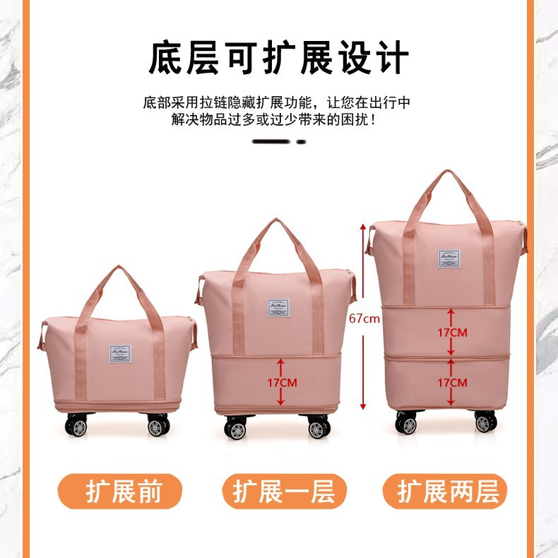 Foldable multi-purpose luggage large capacity handbag student use pull rod box universal wheel carry-on bag travel bag