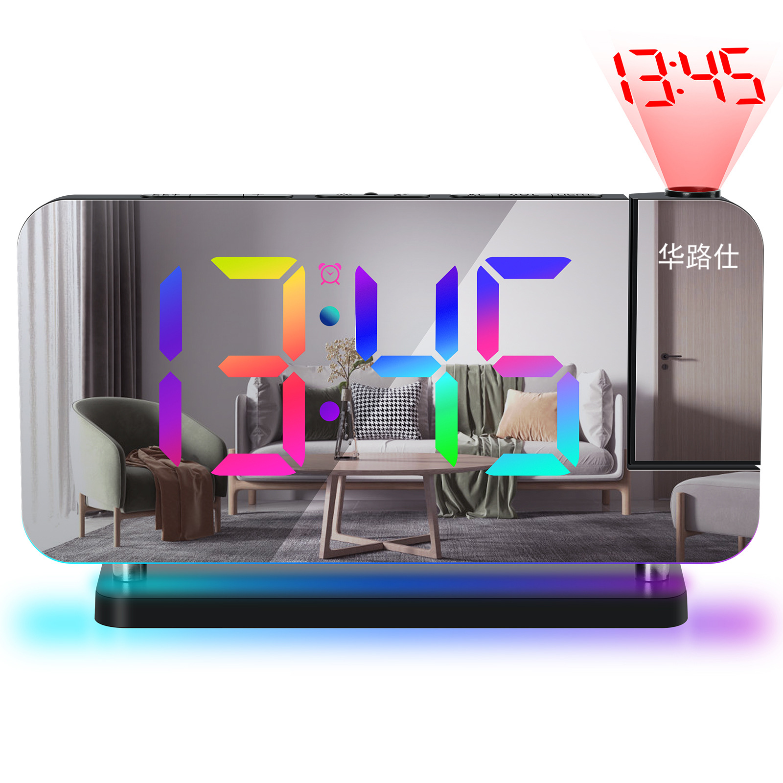 New RGB Colorful LED Electronic Clock Color Changing Night Light Atmosphere Light Home Desktop Projection Alarm Clock