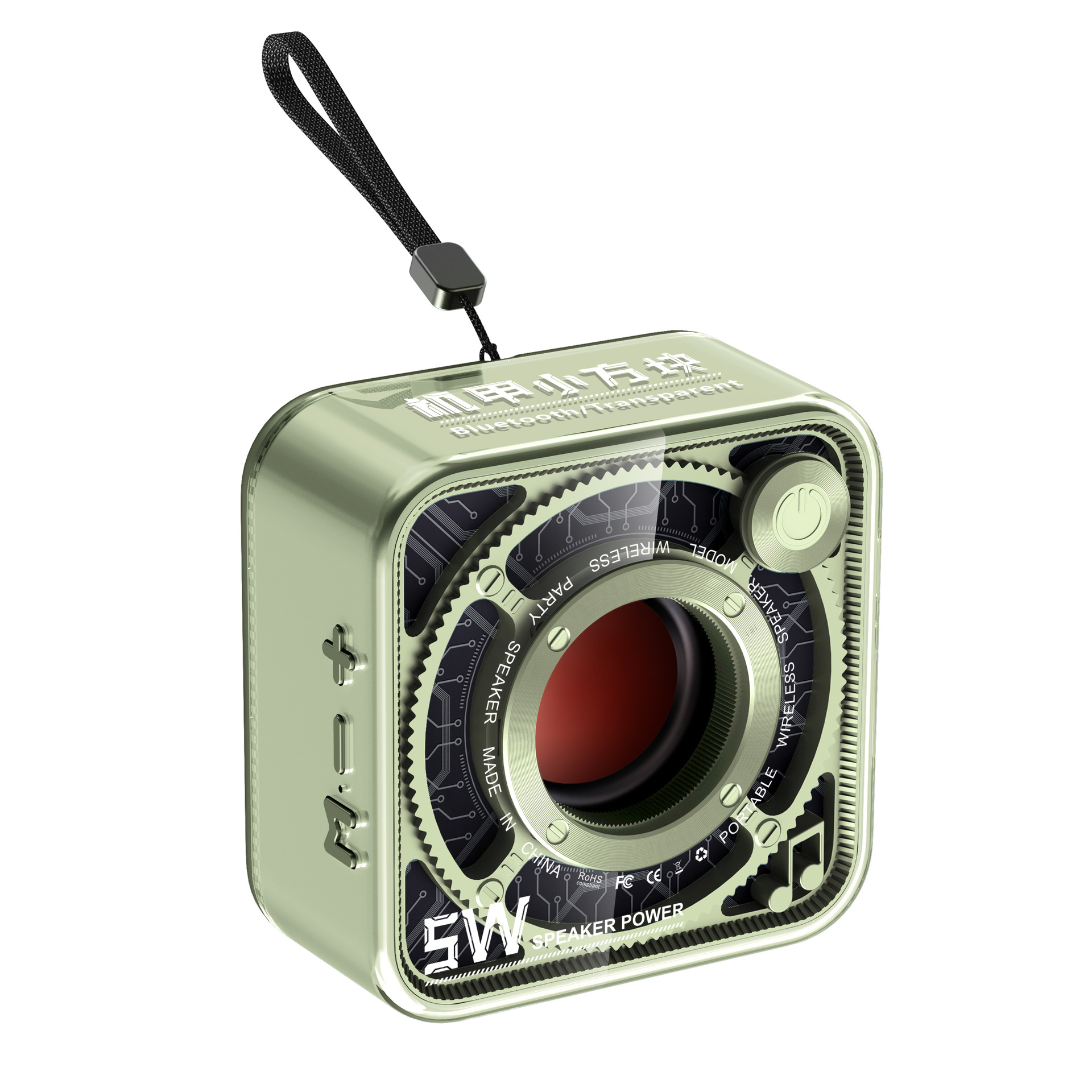 New 5W Transparent Mecha Style Small Steel Cannon Wireless Bluetooth Speaker Card Slot Portable Subwoofer Mini Speaker