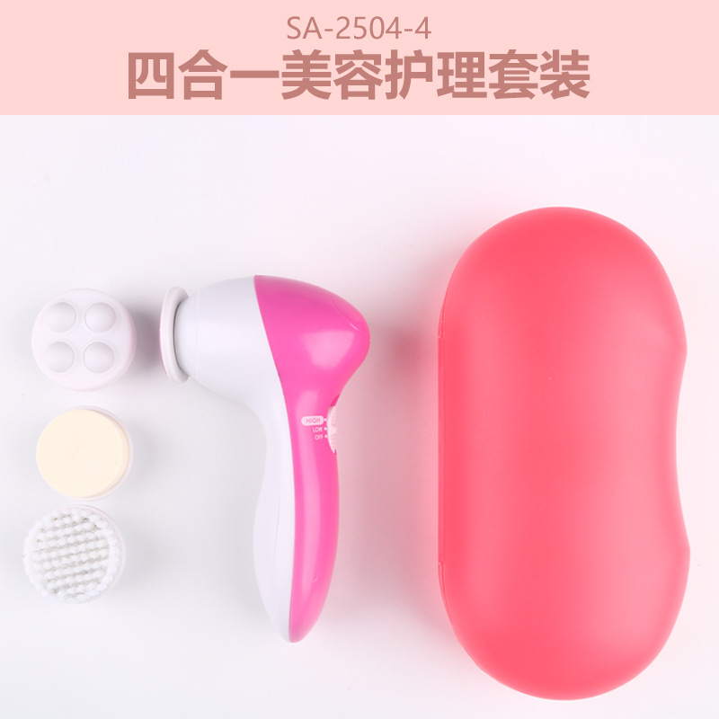Soft Bristle Gentle Clean Non-Rechargeable Electric Facial Brush Set Blackhead Removal Massage Battery Wireless Cleansing Device
