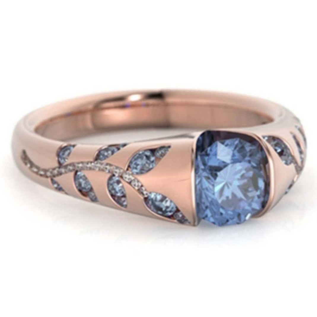 Independent Station Multicolor Exquisite Leaf Inlaid Gemstone Ring Exclusive Supply