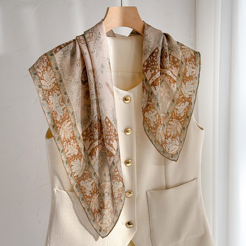 「Classic Paisley」Xili silk real silk scarf for women, summer garden series mulberry silk scarf, decorative neck scarf