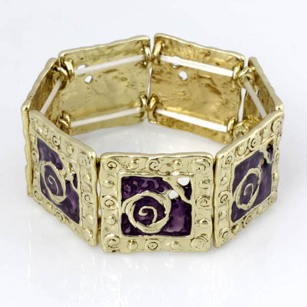 B94 Accessories Geometric Square Oil Drop Elastic Bracelet Gold Plated