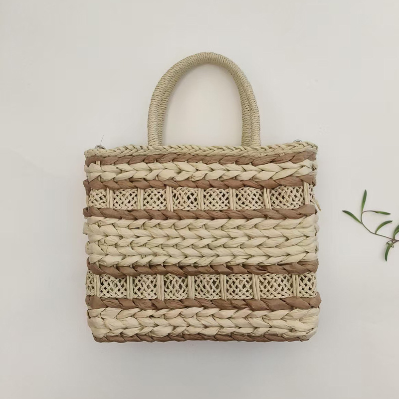 New crossbody striped woven bag casual crossbody bag handbag straw woven basket simple lightweight