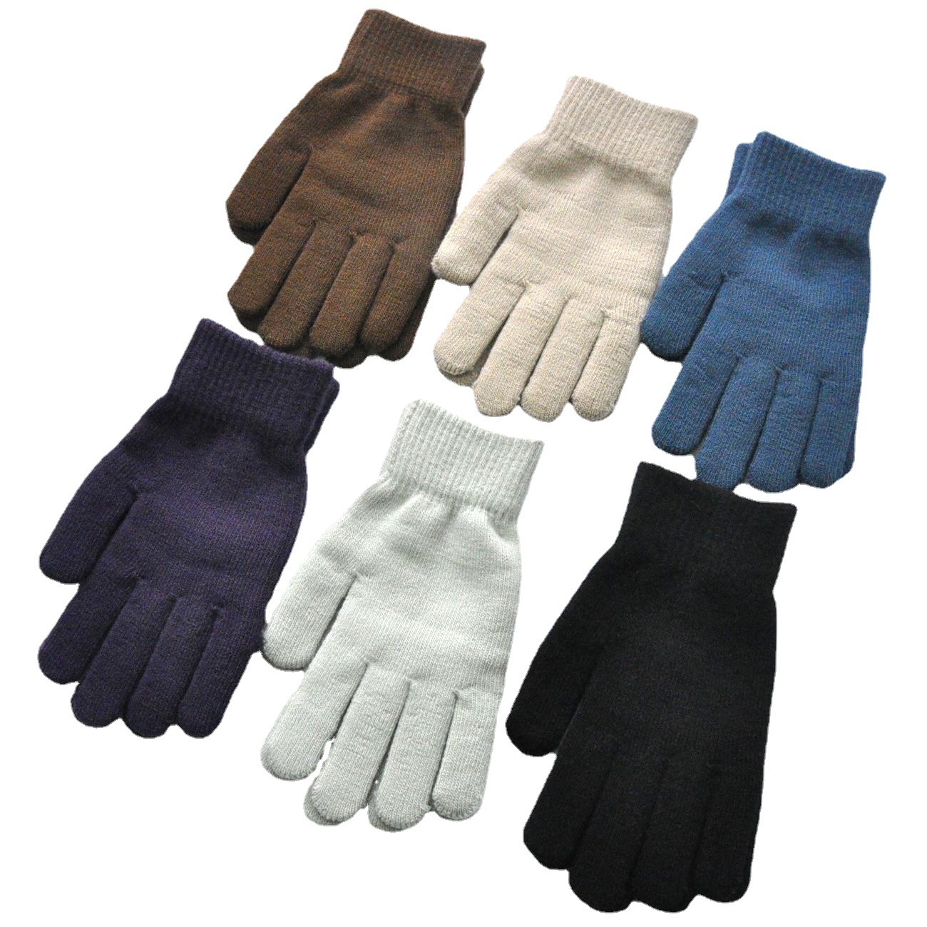 Gloves Men Women Solid Color Knitted Yarn Gloves Winter Warm Fleece-Lined Thickened Cycling Gloves