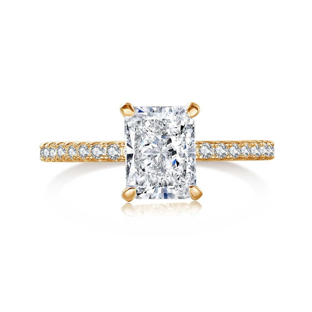 Small S925 sterling silver ring for women, radiant ice-cut 8A zircon high-carbon diamond imitation diamond ring
