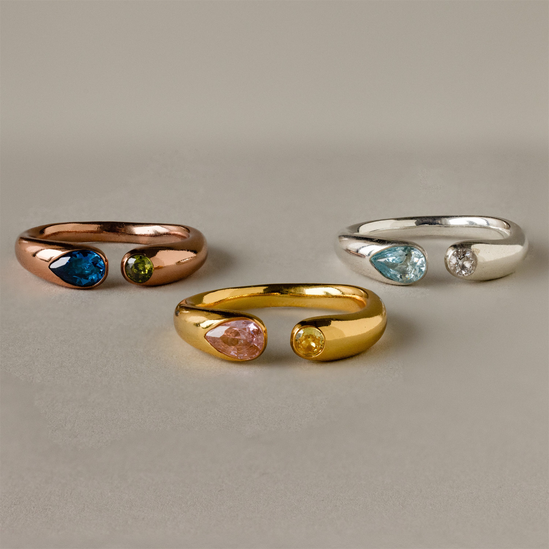 Stainless steel December birthstone ring 12-month birthstone ring vacuum electroplated 18k real gold