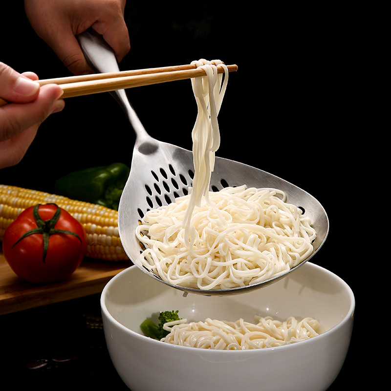 304 stainless steel slotted spoon Japanese-style anti-scald large slotted spoon anti-slip kitchen filter mesh spoon household colander hot pot slotted spoon
