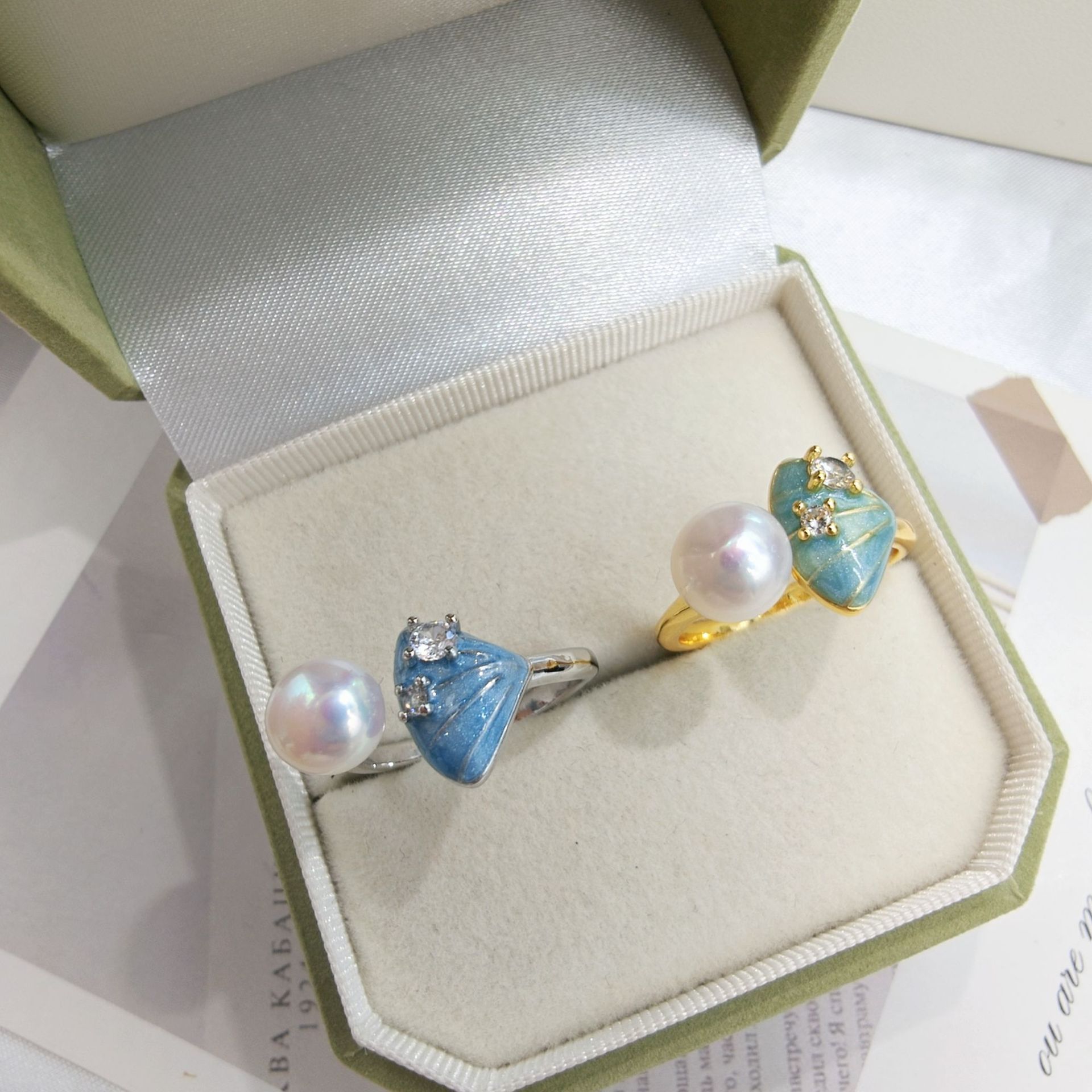 DIY Pearl Ring Accessories Gold-Plated Flower Butterfly Ring Holder Petal Pearl Ring Empty Mount Open