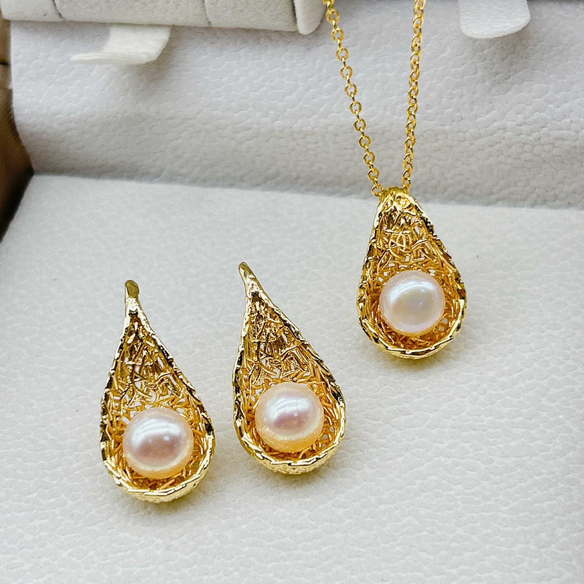 DIY Pearl Accessories Silver Needle 18K Gold-Plated Micro-Set Zircon Swan Earrings Empty Mount Earrings Pearl Accessories