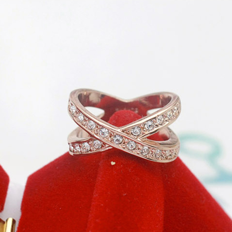 Korean Japanese Simple Diamond Cross Ring Fresh Women Ring Finger Ring