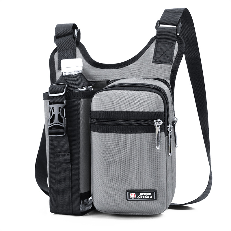 Large capacity men's crossbody backpack outdoor casual crossbody water cup bag travel water bottle phone bag oxford cloth single shoulder bag
