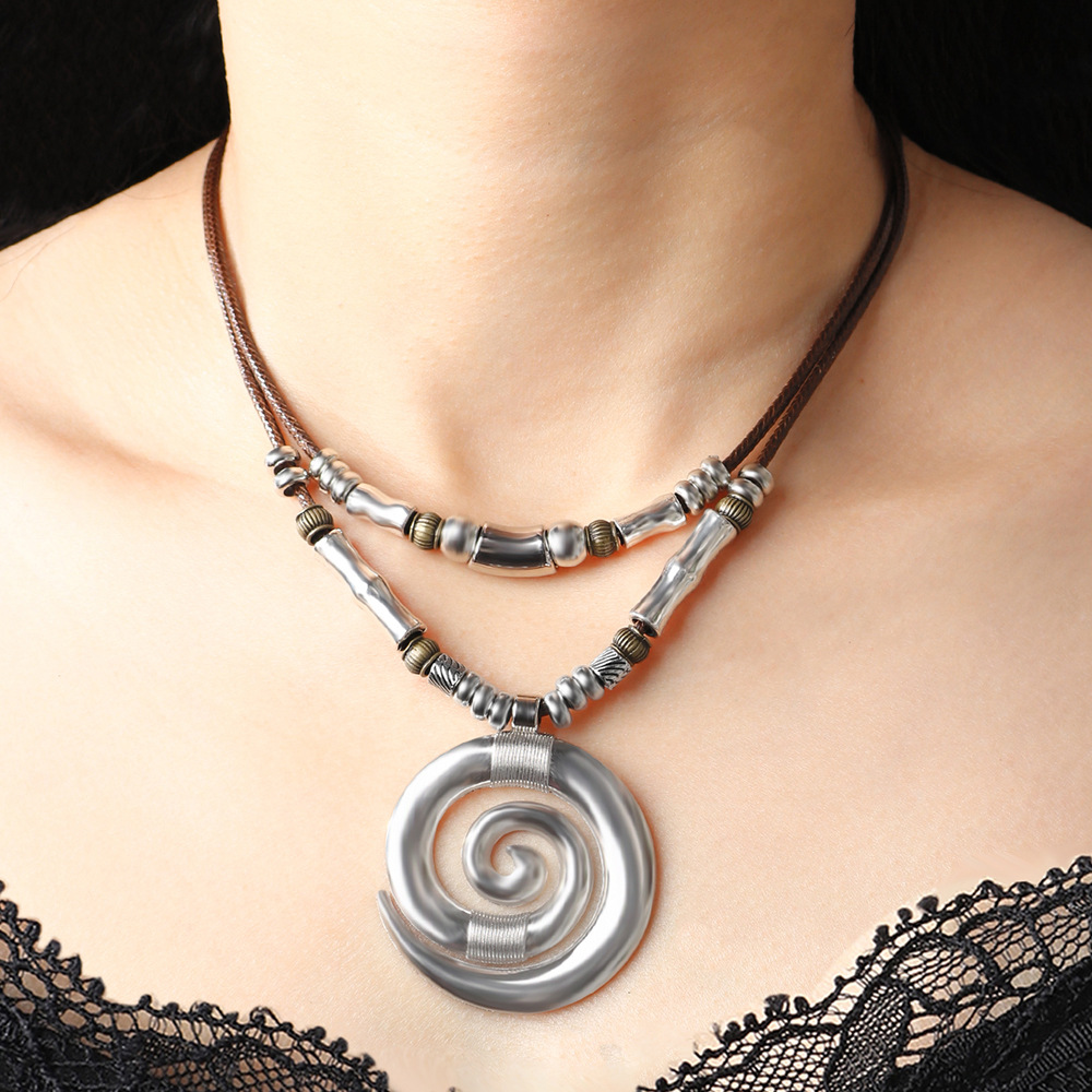 Long Necklace Swirl Totem Bohemian Style Beach Women's Necklace Pendant