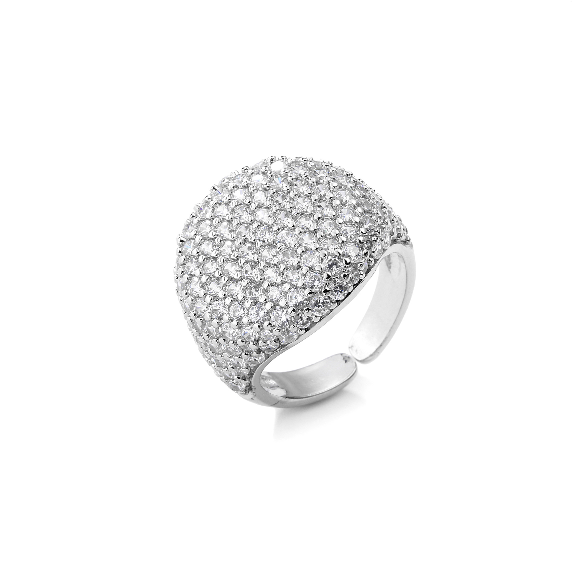 HECHENG Jewelry Full Diamond Round Ring Open Geometric Zircon Ring 18K Gold Plated VJ337