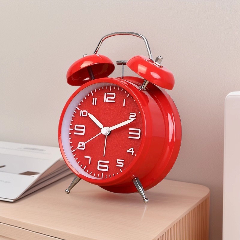 4-inch silent alarm clock metal bell clock ASiDA sweep second hand three-dimensional digital with luminous student clock