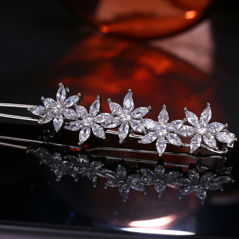 New jewelry small flower AAA zircon hair clip hair accessory headwear bridal wedding accessory