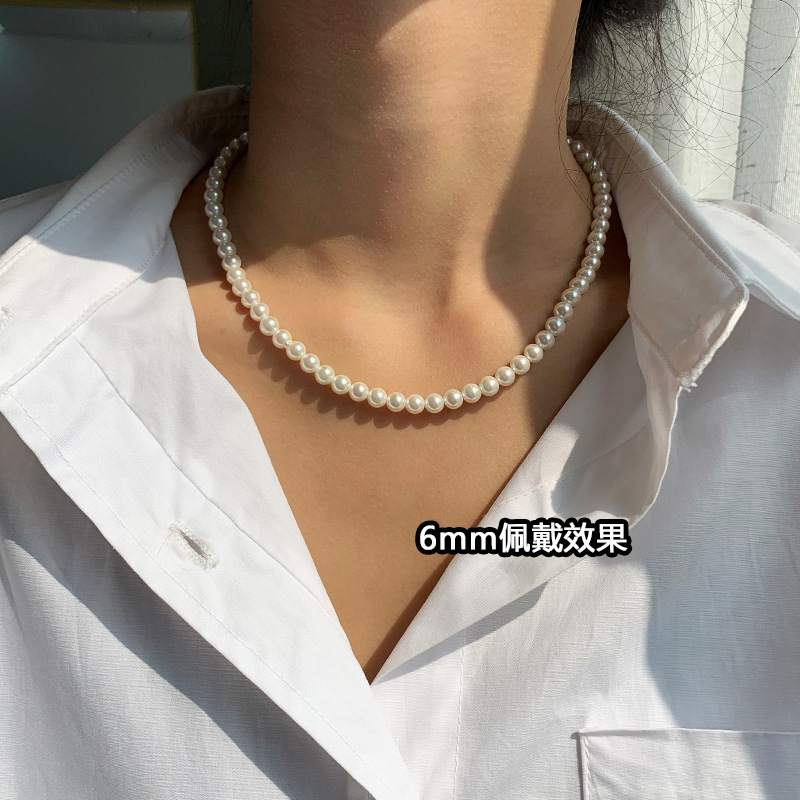 Austrian imported strong light ultra-fine milky pearl necklace women's simple clavicle chain niche neck chain women