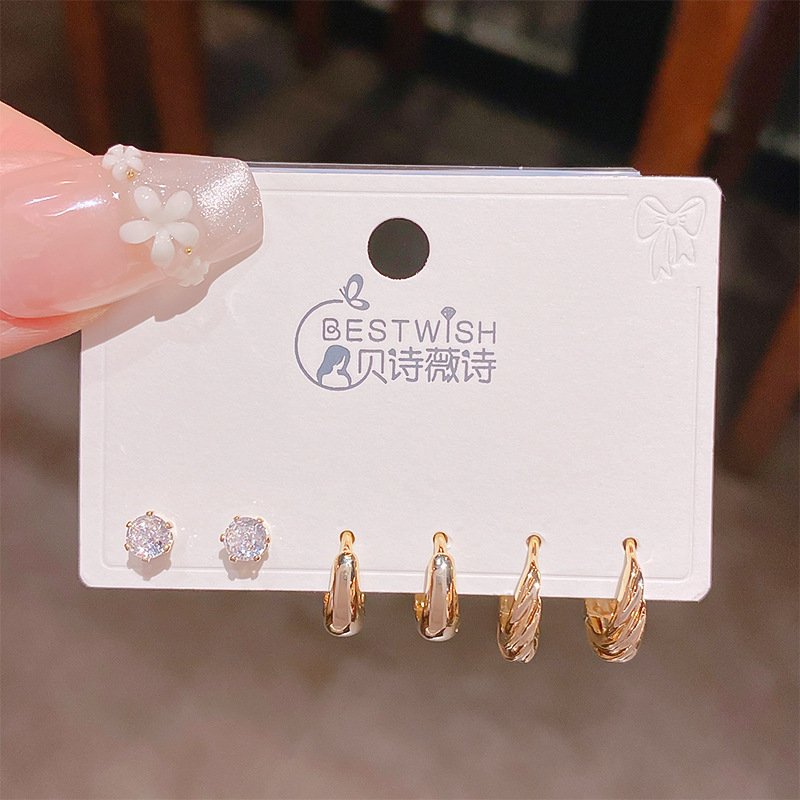 2025 new smooth geometric round zircon circle ear cuffs, simple earring hoop accessories