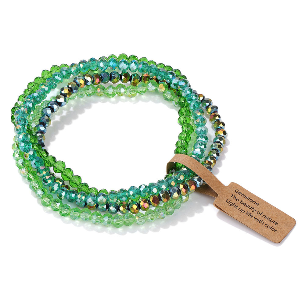 Color-coated glass four-piece bracelet set for best friends, gift label set hand jewelry