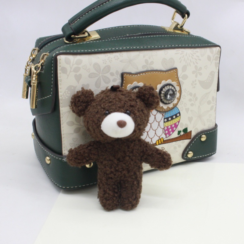 Conjoined Teddy Bear Plush Toy Keychain Bag Charm Cute Big Head Accessories Sweater Doll